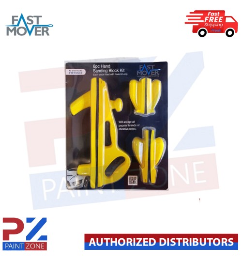 Fast Mover Tools, Flat Sanding Block Kit, 6pcs Hard And Soft